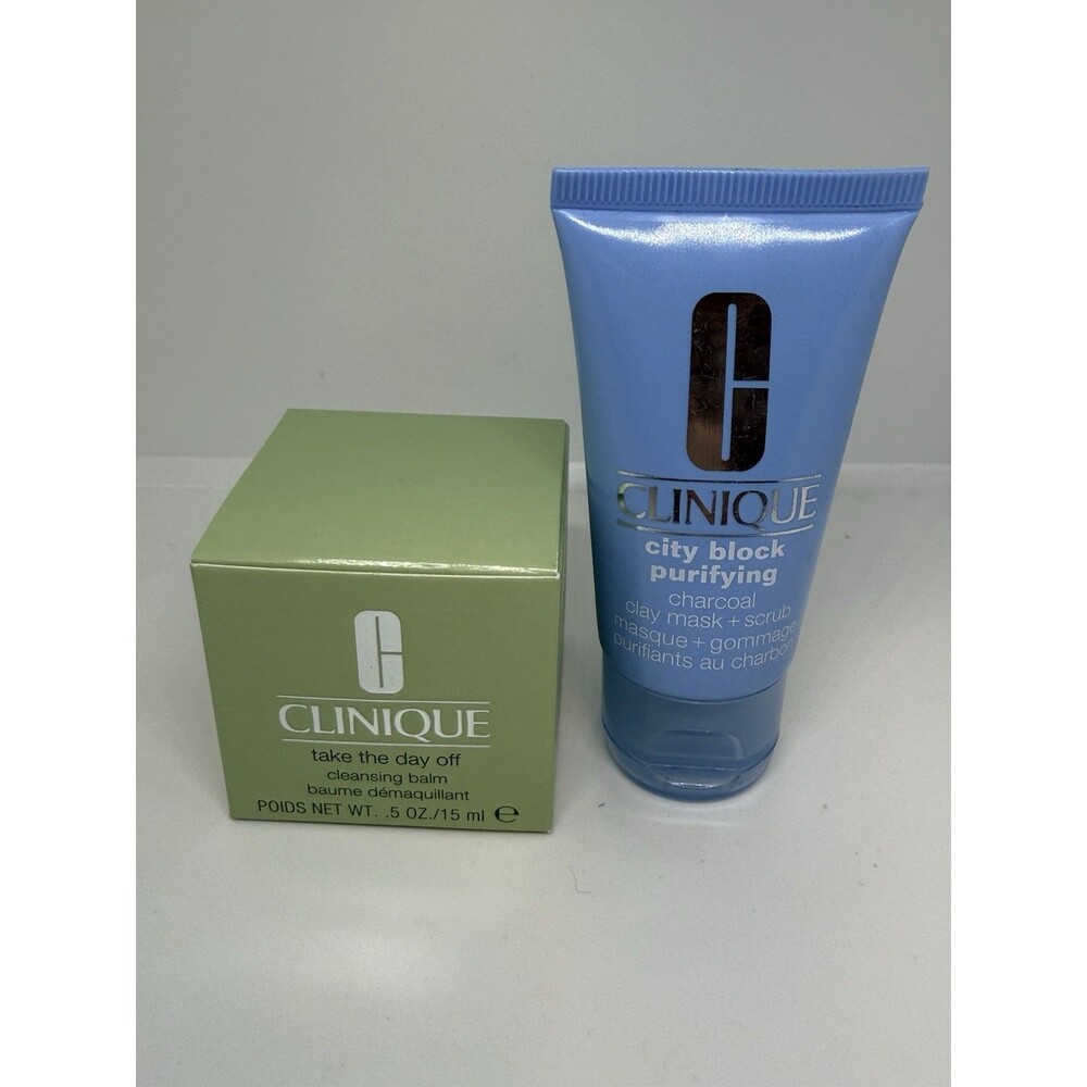 Clinique City Block Purifying Charcoal Clay Mask 30mL,Take The Day Off Balm 15mL